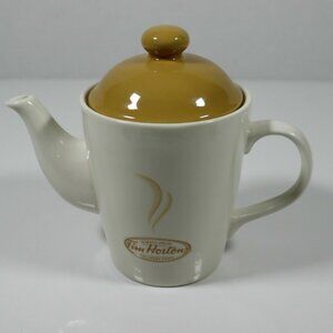 Tim Hortons Teapot Always Fresh Limited Edition Bilingual Beige Ceramic